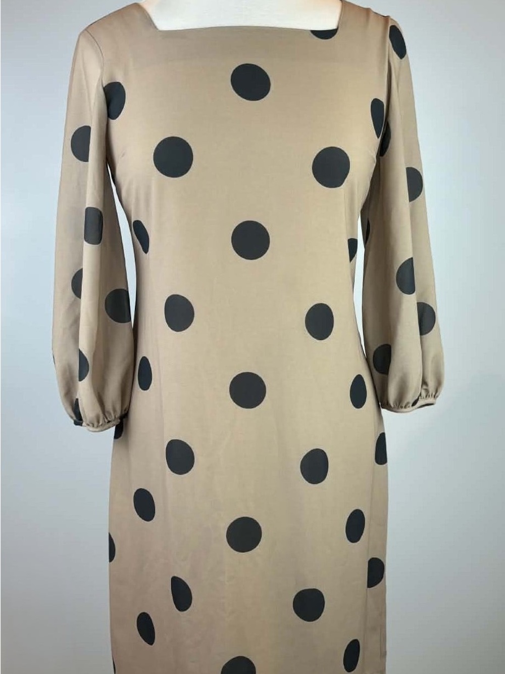 Amanda Uprichard Beige Polka Dot Shift Dress